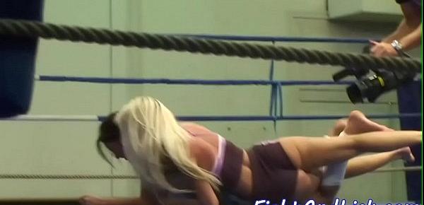  Lovely eurobabes wrestling in a boxing ring